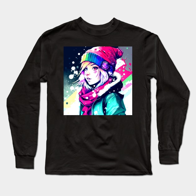 Anime Girl Cute Christmas Holiday Vibes Long Sleeve T-Shirt by MaystarUniverse